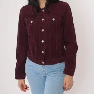 Old Navy Burgundy Corduroy Button-Front Jacket Vintage